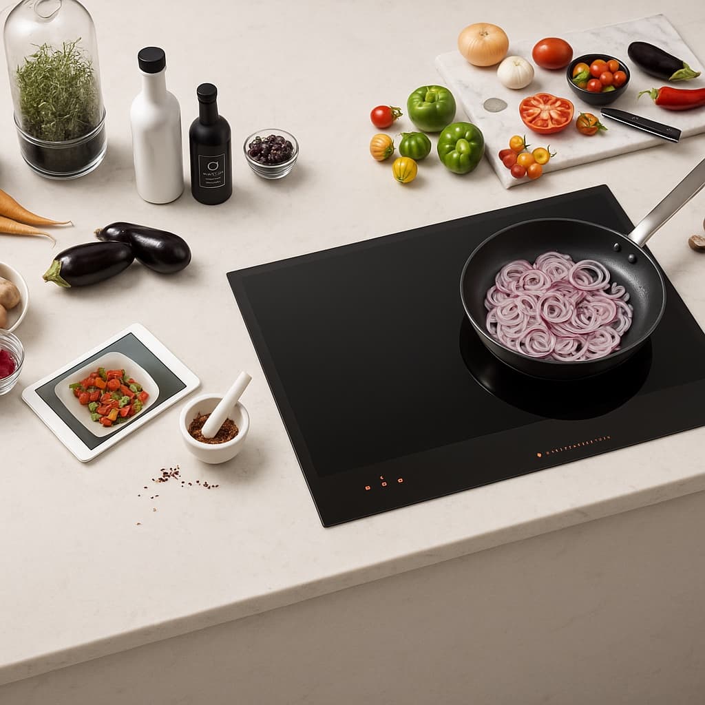Plaque induction Miele FlexInduction encastrée dans un plan en quartz